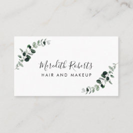 Cartão De Visita Cabelo Elegante Simples Eucalyptus e maquiagem