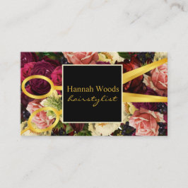 Cartão De Visita Cabelo Estilista Preta Rich Floral Salão
