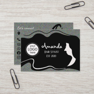 Cartão De Visita Cabelo Estilista Preto Longo