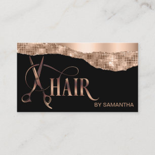 Cartão De Visita Cabelo estilista rosa dourado tipografia capilar t