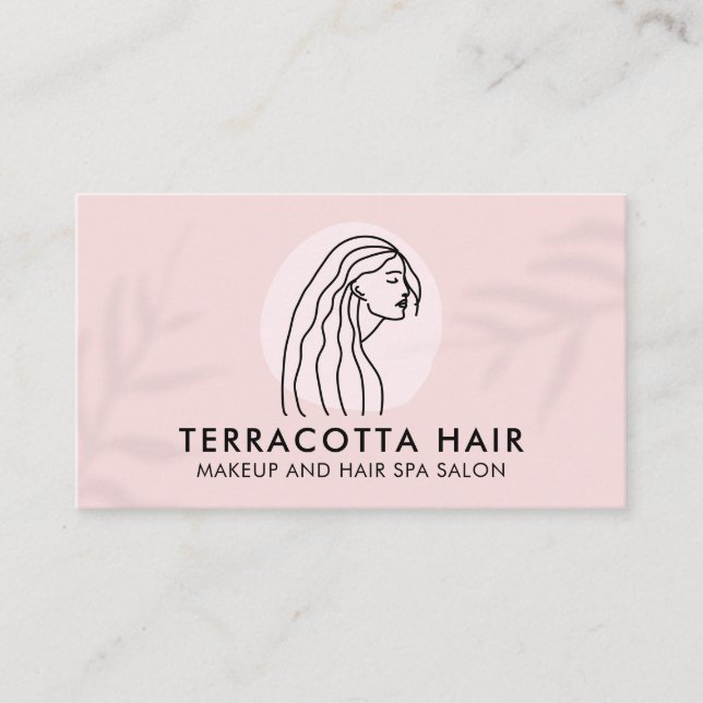 Cartão De Visita Cabelo feminino de barbeiro clássico cor-de-rosa (Frente)