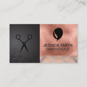 Cartão De Visita Cabelo feminino Rosa Dourado Padrão de Abstrato