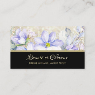 Cartão De Visita Cabelo Floral de Lavanda Chic e Salão de Bela