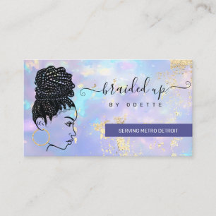 Cartão De Visita Cabelo Holográfico Opal Braider Stylist Cabelo Sa