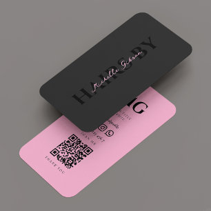 Cartão De Visita Cabelo profissional estético, cor-de-rosa preto