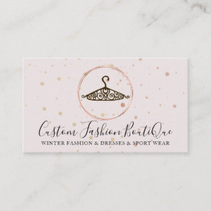 Cartão De Visita Cabide de Costure em Rosa Pastel para Moda e Estil