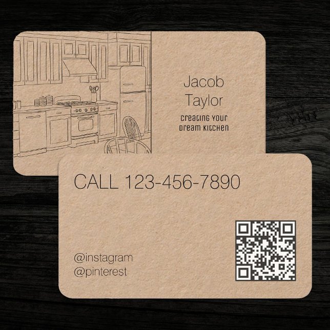 Cartão De Visita Cabine QR Kitchen (Kitchen Cabinet QR Business Cards)