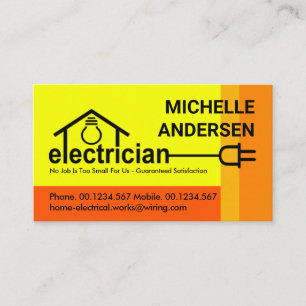 Cartão De Visita Cablagem Elétrica em Lâmpadas Amarelas