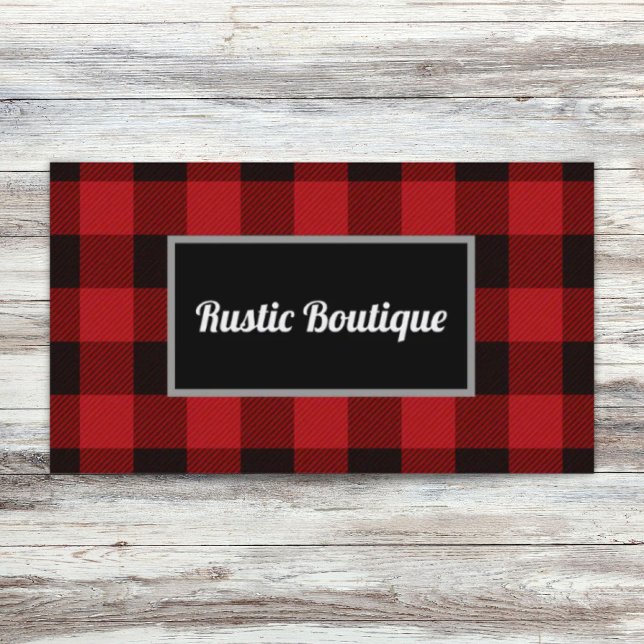 Cartão De Visita cabra xadrez de búfalos lumberjack russa país ocid (buffalo plaid lumberjack rustic western country business card)