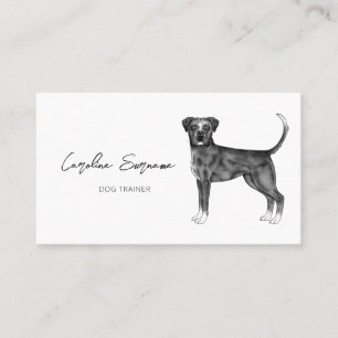Cartão De Visita Cachorro Boxer Alemão Preto e Branco & Texto Perso
