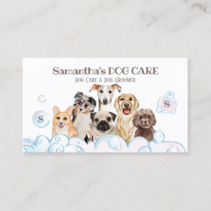 Cartão De Visita Cachorro Branco Azul Spa Salão Sentado Amargo