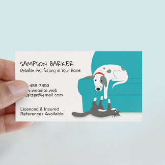 Cartão De Visita Cachorro Cachorro e Pet Gato Sentados | Cuidados D