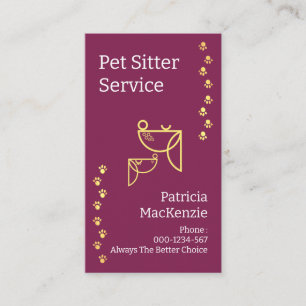Cartão De Visita Cachorro Cachorro Gato Dourado Pata Pet Sitter