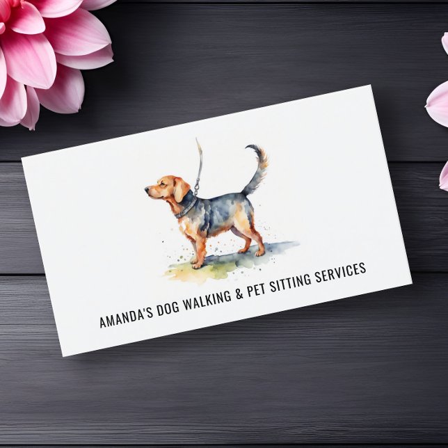 Cartão De Visita Cachorro Caminhando e Pet Sitting Services Waterco (Criador carregado)