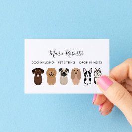 Cartão De Visita Cachorro Caminhando, Sentado De Animais De Companh