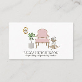 Cartão De Visita Cachorro Dalmado Sentado Pet Sitter Aquarela