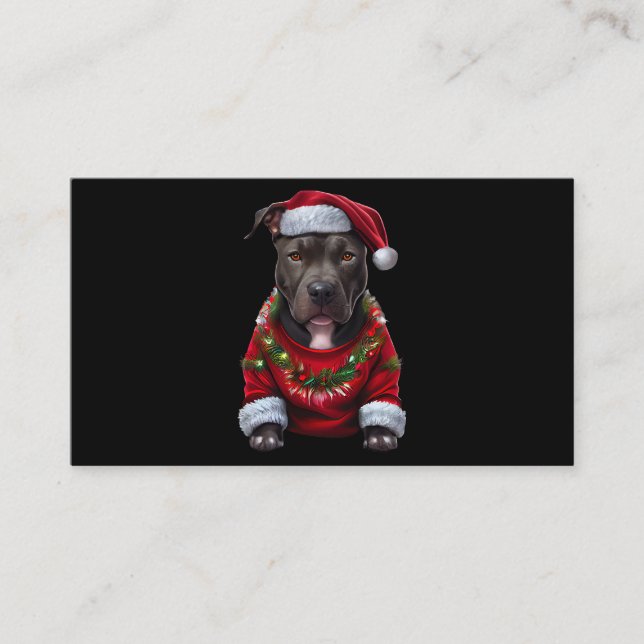 Cartão De Visita Cachorro de Natal Vestindo Xmas Santas Hat & Sw (Frente)