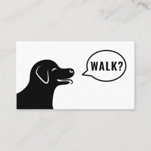 Cartão De Visita Cachorro Diz Andar? - Cão Preto e Branco passeando