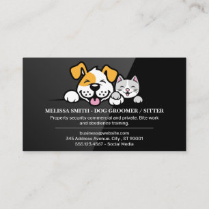 Cartão De Visita Cachorro Fofo e Gato Sorridente