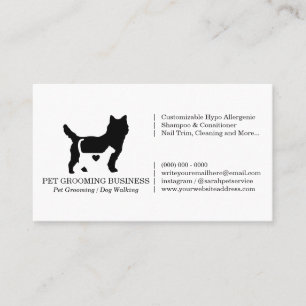 Cartão De Visita Cachorro Gato Coração Animal de Estimação Formal