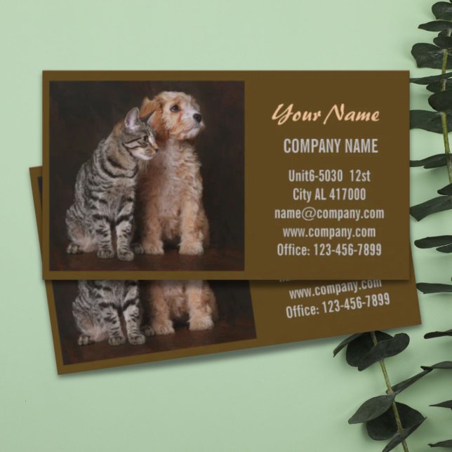Cartão De Visita Cachorro-gato-de-estimação, pastor de animais (Cute dog cat pet sitter animal sitter pet groomer business card)