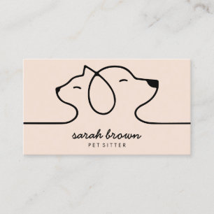 Cartão De Visita Cachorro Gato Pet Logo Linear Bege Creme