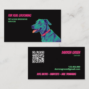 Cartão De Visita Cachorro Groomer Cuidado com QR