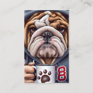 Cartão De Visita Cachorro Inglês Grumpy em Hoody Holding