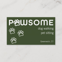 Cartão De Visita Cachorro moderno Walker Pet Sitter Pawsome Dark Gr