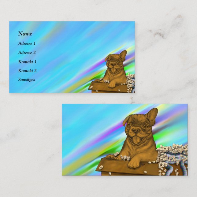 Cartão De Visita Cachorro numa caixa (Frente/Verso)