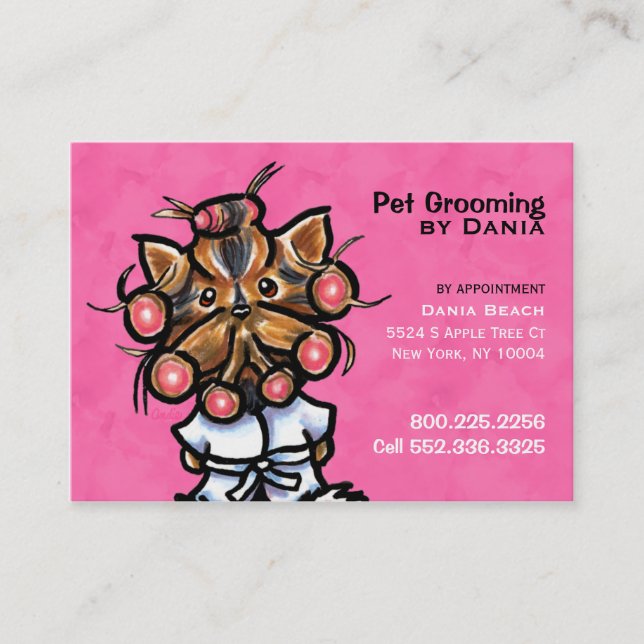Cartão De Visita Cachorro Pet Spa Negócios Bonito Rosa (Frente)