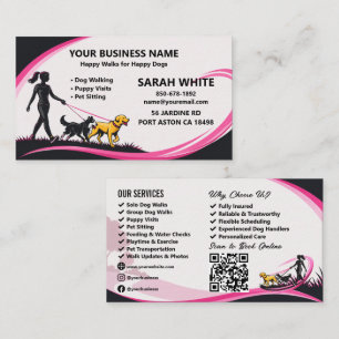 Cartão De Visita Cachorro Profissional Caminhando Pet Sitting Preto