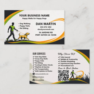 Cartão De Visita Cachorro Profissional Passeando Pet Sitting QR