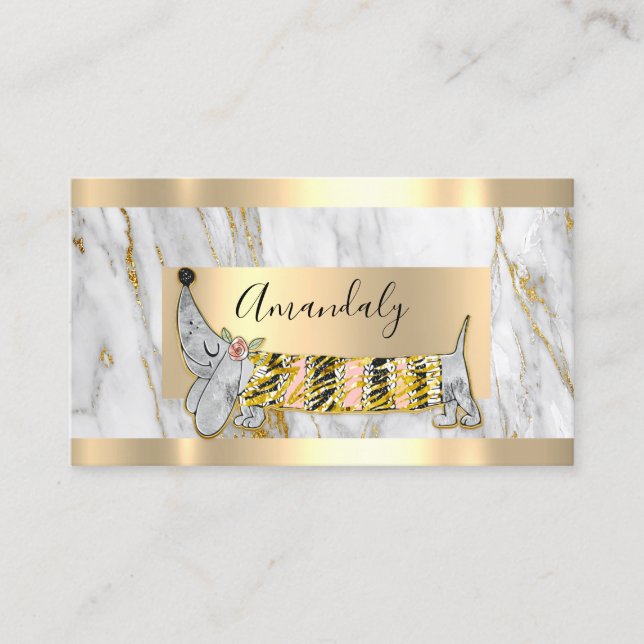 Cartão De Visita Cachorro profissional: Pet com creme Dourado (Frente)