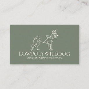 Cartão De Visita Cachorro Selvagem Animal Creme de Sage Verde Lowpo