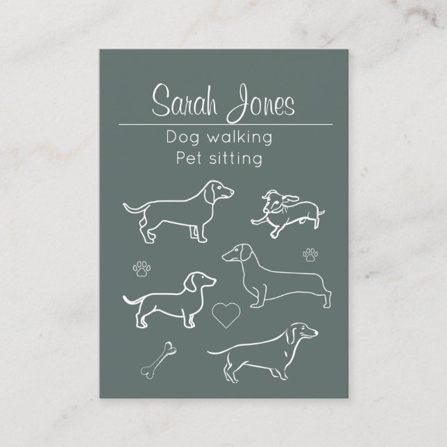 Cartão De Visita Cachorro Sentado Cachorro Caminhando Cachorro (Frente)