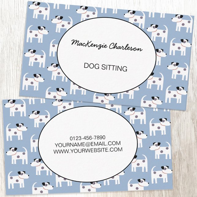 Cartão De Visita Cachorro Sentado Jack Russell Terrier Blue (Fun Parson Jack Russell terrier dog sitting or pet services custom text business card)
