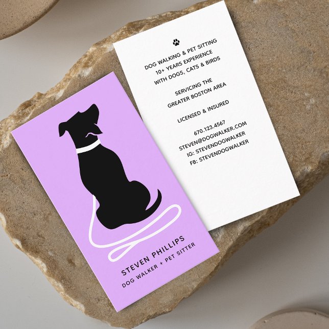 Cartão De Visita Cachorro-Silhueta Moderno Sentado (Modern Silhouette Dog Walking Dog Sitting Business Card)