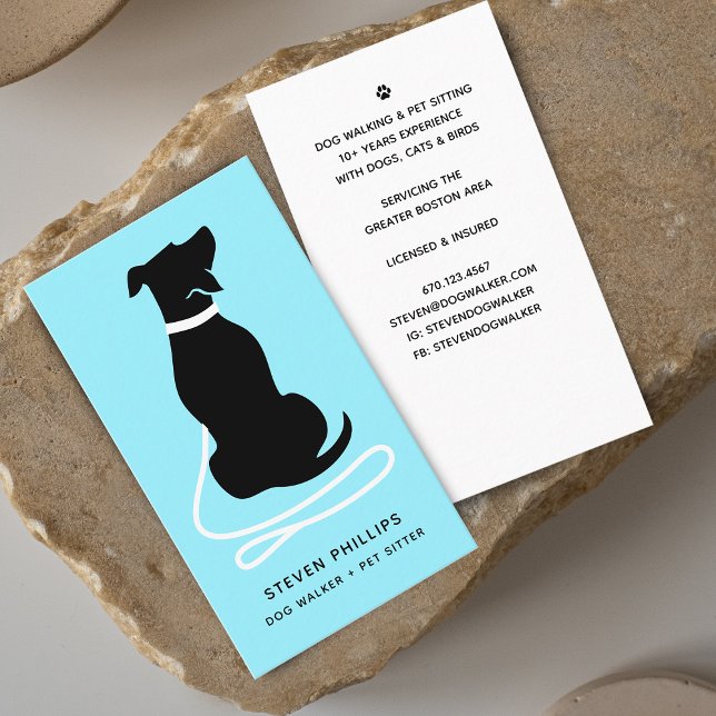 Cartão De Visita Cachorro-Silhueta Moderno Sentado (Modern Silhouette Dog Walking Dog Sitting Business Card)