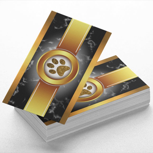 Cartão De Visita Cachorro Walker Dourado | Pet Care (Criador carregado)