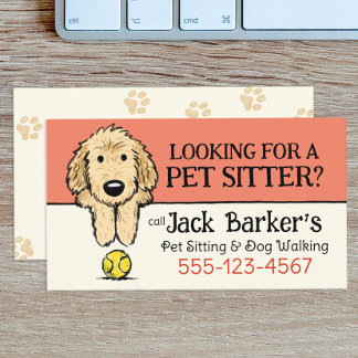 Cartão De Visita Cachorro Walker Pet Sitter Doodle Cachorro com Bol