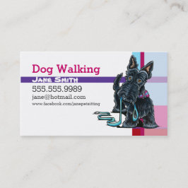 Cartão De Visita Cachorro Walker Scottie Pink Purple Xadrez