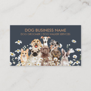 Cartão De Visita Cachorros Marrom Navy Daisy Flor Cabelereiro Canin