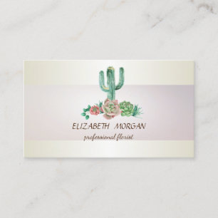 Cartão De Visita Cacto Suculento Faixa Elegante