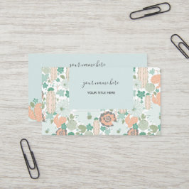 Cartão De Visita Cactus Pattern Coral Mint Green