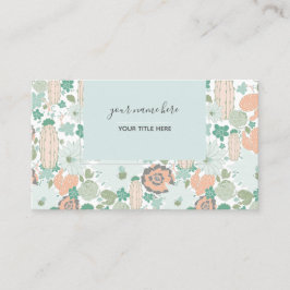 Cartão De Visita Cactus Pattern Coral Mint Green