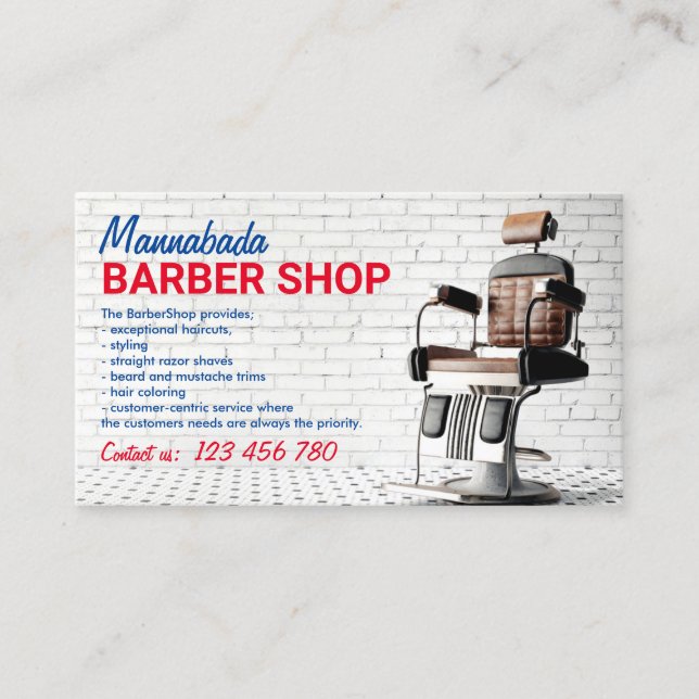 Cartão De Visita Cadeira de Barbearia (Frente)