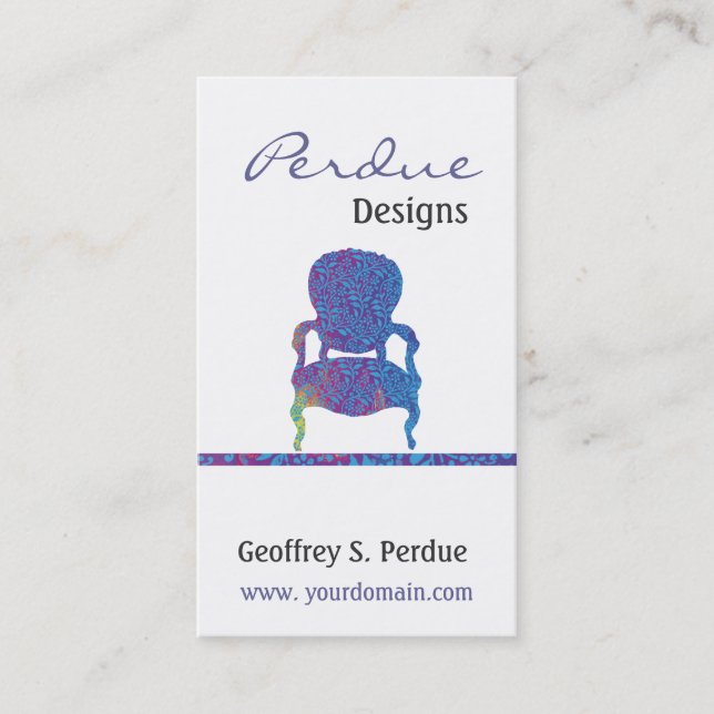 Cartão De Visita Cadeira feita sob encomenda do damasco do (Frente)