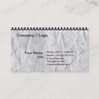 Cartão De Visita caderno de papel velho com espiral