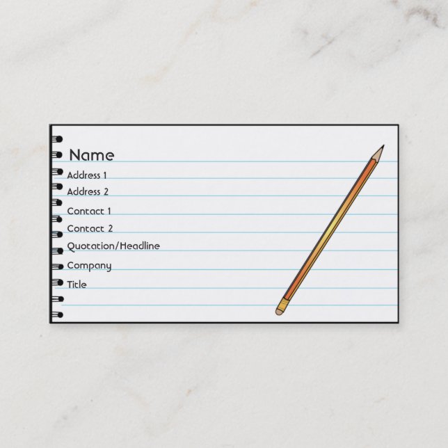 Cartão De Visita Caderno - negócio (Frente)